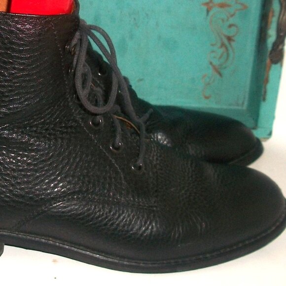 Madewell BlackPebbled-LeatherLace Up Workboots Granny Boots 8M - Picture 1 of 7